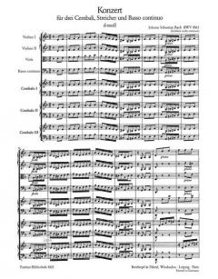Konzert in d-Moll BWV 1063 von Johann Sebastian Bach für 3 Cembali und Streichorchester im Alle Noten Shop kaufen (Partitur)
