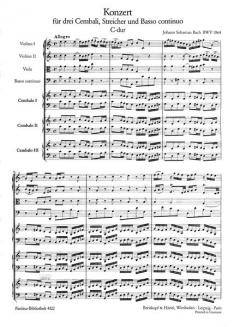 Konzert in C-Dur BWV 1064 von Johann Sebastian Bach für drei Cembali und Streichorchester im Alle Noten Shop kaufen (Partitur)