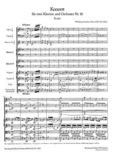 Konzert für zwei Klaviere und Orchester in Es-Dur KV 365 von Wolfgang Amadeus Mozart im Alle Noten Shop kaufen (Partitur)