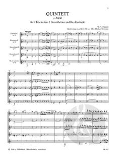 Quintett c-moll von Wolfgang Amadeus Mozart für 2 Klarinetten, 2 Bassetthörner und Bassklarinette (oder 4 Klarinetten und Bassklarinette/Fagott) im Alle Noten Shop kaufen (Partitur)