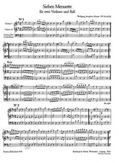 7 Menuette mit Trio KV 65a von Wolfgang Amadeus Mozart 