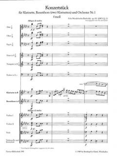 Konzertstück Nr. 1 in f-moll op. 113 von Felix Mendelssohn Bartholdy für Klarinette (in B), Bassetthorn (in F) (2 Klarinetten) und Klavier im Alle Noten Shop kaufen (Partitur)