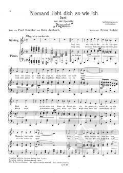 Niemand liebt dich so wie ich von Franz Lehár 