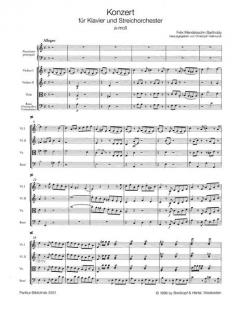 Konzert für Klavier und Streichorchester in a-moll von Felix Mendelssohn Bartholdy im Alle Noten Shop kaufen (Partitur)