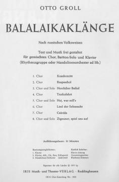 Balalaikaklänge von Otto Groll 