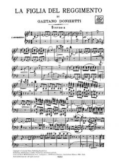 Figlia Del Reggimento Opera Completa per Canto e P von Gaetano Donizetti 