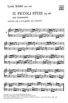 12 Piccoli Studi per l'avviamento alla velocità Op.157 von Louis Köhler 
