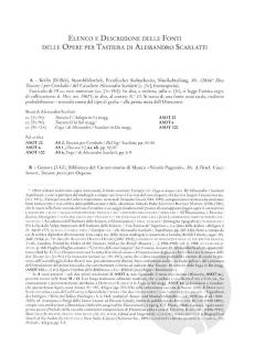 Elenco e Descrizione delle Fonti Vol. 7 von Alessandro Scarlatti 