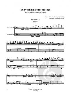 15 Inventionen BWV 772-786 von Johann Sebastian Bach für 2 Violoncelli im Alle Noten Shop kaufen