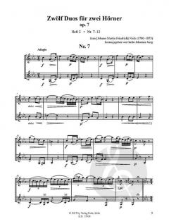 12 Grands Duos op. 7 Heft 2 von Johann Friedrich Nisle für Horn Duett