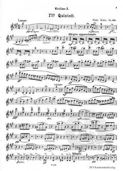 1. Quintett fis-Moll op. 28 von Hugo Kaun für 2 Violinen, Viola und 2 Violoncelli im Alle Noten Shop kaufen (Stimmensatz)