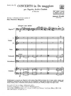 Concerto C Major Bassoon Strings Continuo Rv472 Score Fviii#17 T238 (Antonio Vivaldi) 