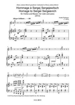 Hommage à Sergej Sergejewitsch von André Parfenov für Violine und Klavier (2012) im Alle Noten Shop kaufen
