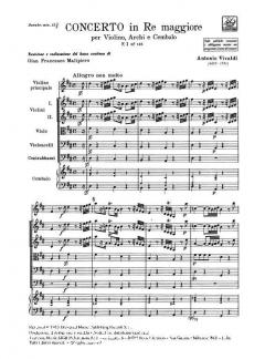 Concerto D Major Violin Strings Continuo Rv211 Score Fi#116 T261 (Antonio Vivaldi) 