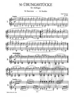 50 Übungsstücke für Anfänger von Carl Czerny 