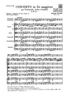 Concerto C Major Violoncello Strings Continuo Rv400 Score Fiii#3 T204 (Antonio Vivaldi) 