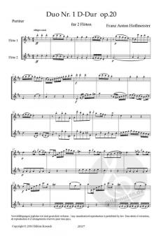 Duo D-Dur Nr. 1 op. 20 von Franz Anton Hoffmeister für 2 Flöten im Alle Noten Shop kaufen