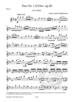 Duo D-Dur Nr. 1 op. 20 von Franz Anton Hoffmeister für 2 Flöten im Alle Noten Shop kaufen