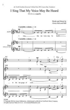 I Sing That My Voice May Be Heard 