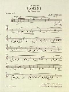 Lament op. 25 von Alan Hovhaness für Klarinette Solo (Efrain Guigui gewidmet) im Alle Noten Shop kaufen