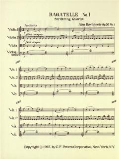4 Bagatellen op. 30 von Alan Hovhaness für Streichquartett im Alle Noten Shop kaufen