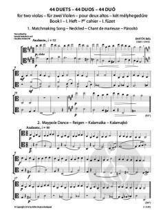 44 Duets for two violas von Béla Bartók im Alle Noten Shop kaufen
