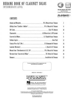 Rubank Book Of Clarinet Solos - Intermediate Level 