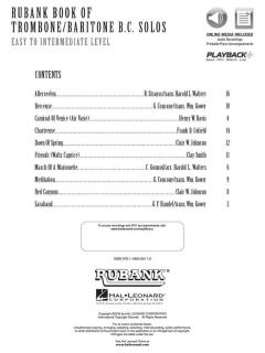 Rubank Book Of Trombone/Baritone B.C. Solos 