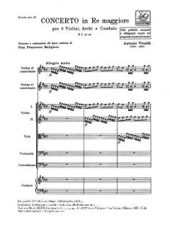 Concerto D Major 2 Violins Strings Continuo Rv512 Score Fi#41 T108 (Gian Francesco Malipiero) 