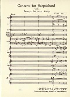 Konzert von Robert Evett für Cembalo, Trompete, Percussion und Streicher (großes Orchester) im Alle Noten Shop kaufen