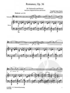 Romanze op. 36 von Camille Saint-Saëns für Violoncello und Klavier im Alle Noten Shop kaufen