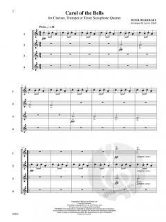 Carol of the Bells for Clarinet, Trumpet or Tenor Saxophone Quartet 