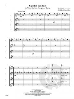 Carol of the Bells for Alto or Baritone Saxophone Quartet (Peter J. Wilhousky) 