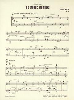 Six Canonic Variations (Piano Piece No. 1) von Dennis Riley 