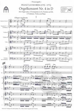 4. Konzert D-Dur von Franz Xaver Brixi für Orgel und Orchester im Alle Noten Shop kaufen (Partitur)
