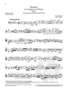 Sonate D 821 von Franz Schubert für Arpeggione und Klavier (Bearbeitung für Cello und Klavier) im Alle Noten Shop kaufen