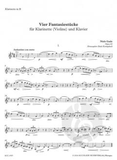 4 Fantasiestücke op. 43 von Niels Wilhelm Gade für Klarinette (Violine) und Klavier mit alternativer Violastimme im Alle Noten Shop kaufen