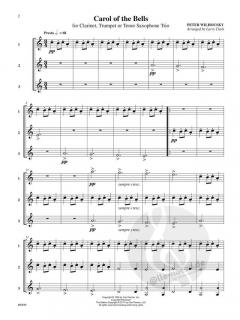 Carol of the Bells for Clarinet, Trumpet or Tenor Saxophone Trio 