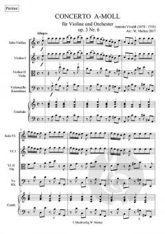 Concerto a-Moll op. 3 Nr. 6 (RV 356) von Antonio Vivaldi für Violine und Orchester im Alle Noten Shop kaufen (Partitur)