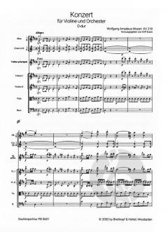 Konzert D-Dur KV 218 von Wolfgang Amadeus Mozart für Violine und Orchester im Alle Noten Shop kaufen