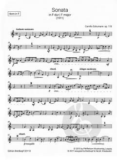 Sonate Nr. 1 F-dur op. 118 von Camillo Schumann für Horn und Klavier