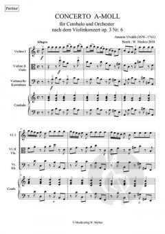 Concerto a-Moll von Antonio Vivaldi für Cembalo und Orchester nach dem Violinkonzert op. 3 Nr. 6 im Alle Noten Shop kaufen (Partitur)