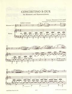Concertino in B-Dur von Gaetano Donizetti für Klarinette und Kammerorchester im Alle Noten Shop kaufen