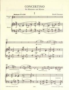 Concertino für Klarinette (B) und Klavier von Harald Genzmer 