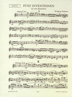 5 Inventionen für 2 Klarinetten von Wolfgang Hofmann 