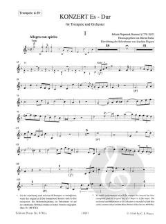 Konzert Es-Dur von Johann Nepomuk Hummel für Trompete und Orchester (Original E-Dur) im Alle Noten Shop kaufen