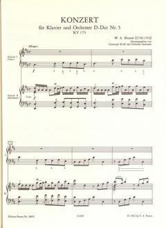 Konzert D-Dur KV175 / Rondo D-Dur KV382 von Wolfgang Amadeus Mozart für Klavier und Orchester im Alle Noten Shop kaufen