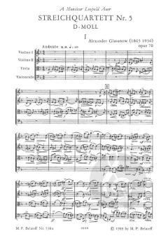Streichquartett Nr. 5 d-Moll op. 70 von Alexander Glasunow im Alle Noten Shop kaufen - BEL538A