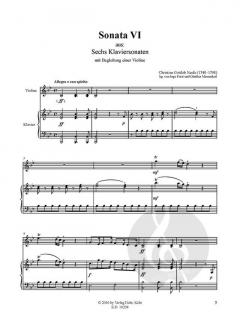 Sonate Nr. 6 von Christian Gottlob Neefe für Violine und Klavier B-Dur (aus: Sechs Klaviersonaten mit Begleitung einer Violine) im Alle Noten Shop kaufen