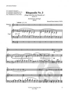 Rhapsodie Nr. 3 von Bernard Wayne Sanders für Klarinette (B) und Orgel 'Neige Dein Herz der Einsicht zu' (2013) im Alle Noten Shop kaufen